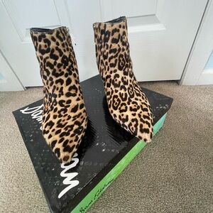 Sam Edelman Leopard Ankle Boots with Sleek Silhouette and Kitten Hill.